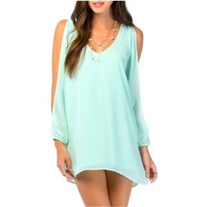 Mint Split-Sleeve Dress
